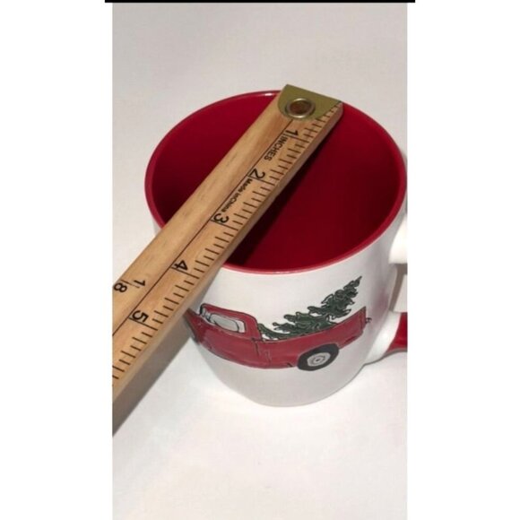 Vintage Style Christmas Truck Ceramic Mug With Red Interior & Handle - Picture 5 of 5